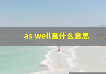 as well是什么意思